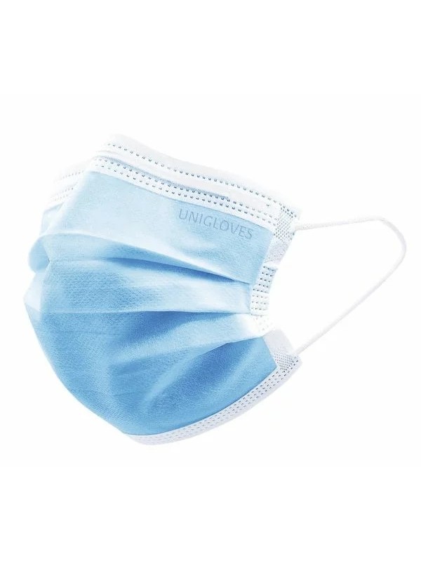 Mondmaskers type IIR Blauw 3-laags Unigloves 50 st